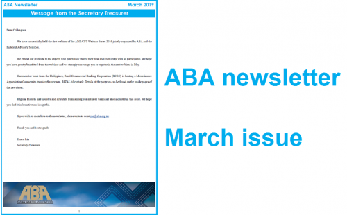 ABA newsletter’s March issue is ready
